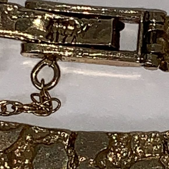 8" 10 Kt Gold Nugget Bracelet w/chain catch - Picture 9 of 10